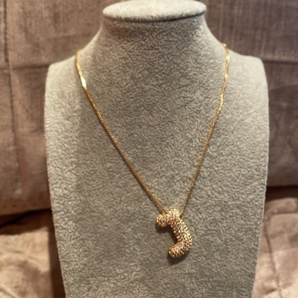 Bubble Initial All Letters Available Necklace Cz Diamond 18 KT Gold Plated 
NEW - Picture 5 of 11